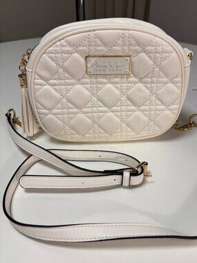 Nicole Miller New York Quilted Crossbody Bag | White Gold | NWOT